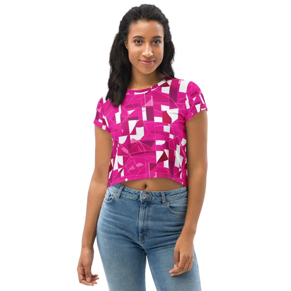 Fuchsia Blueprint on Crop Tee — Front