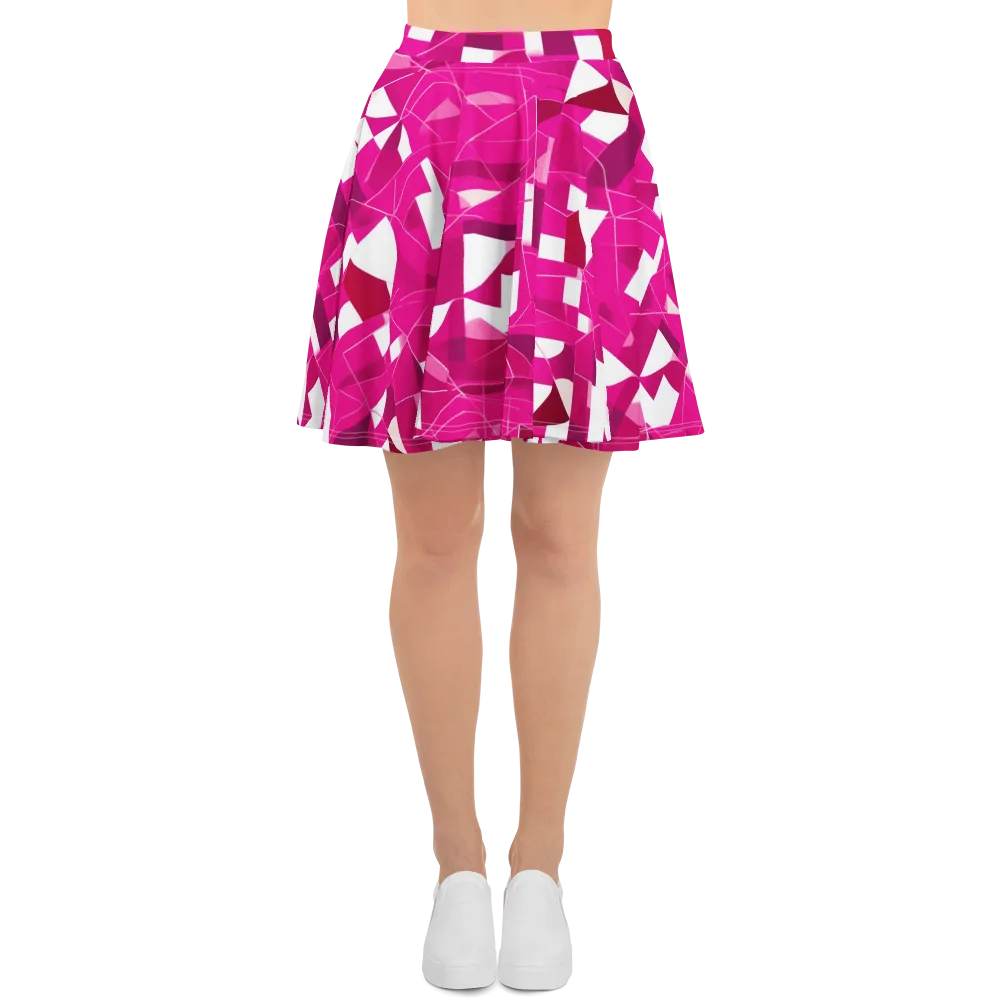 Fuchsia Blueprint on Skater Skirt — Front