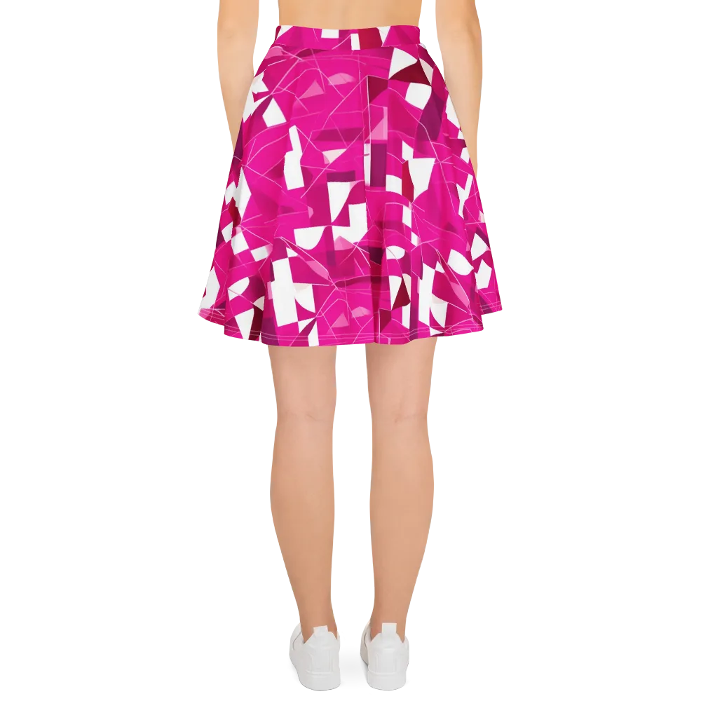 Fuchsia Blueprint on Skater Skirt — Back