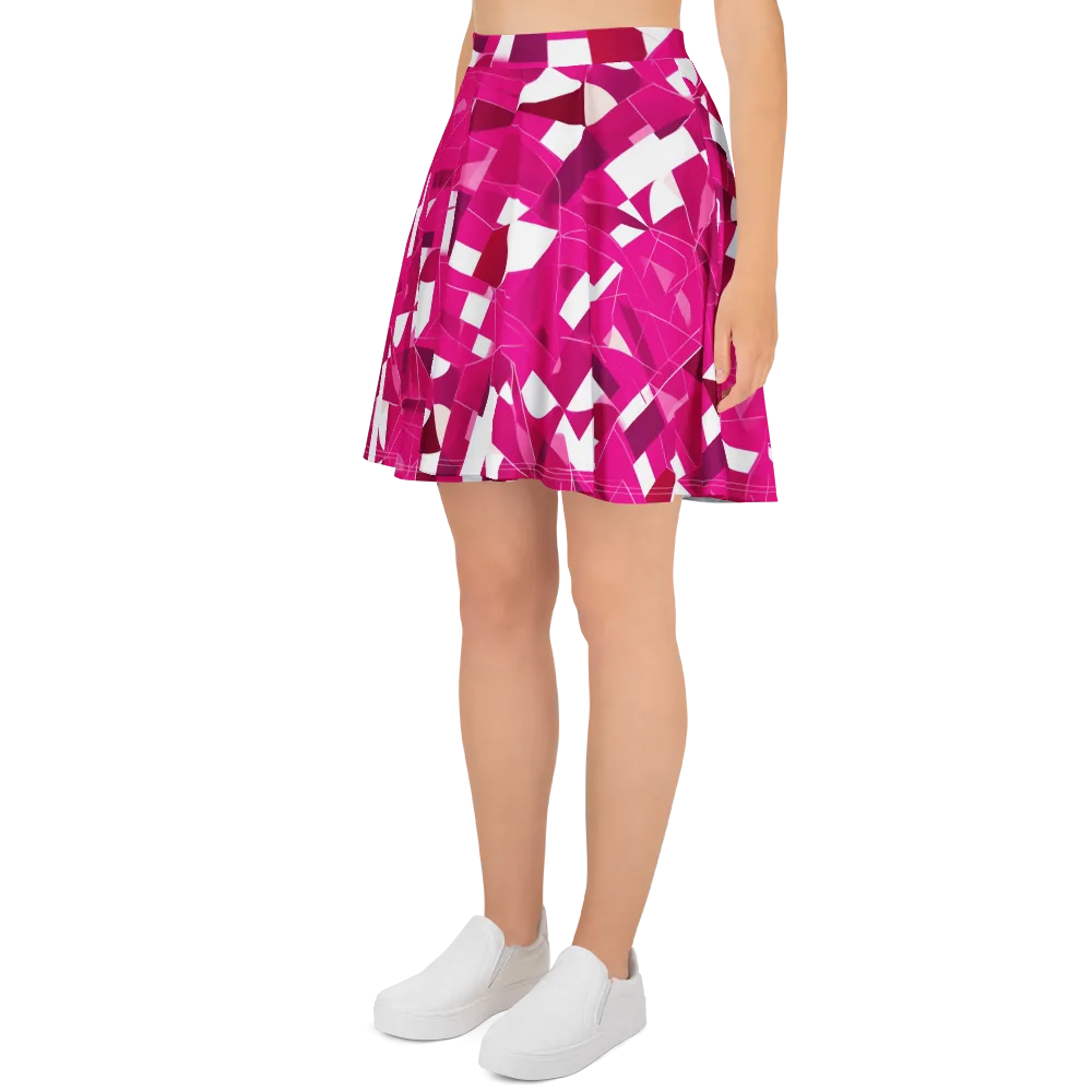 Fuchsia Blueprint on Skater Skirt — Left