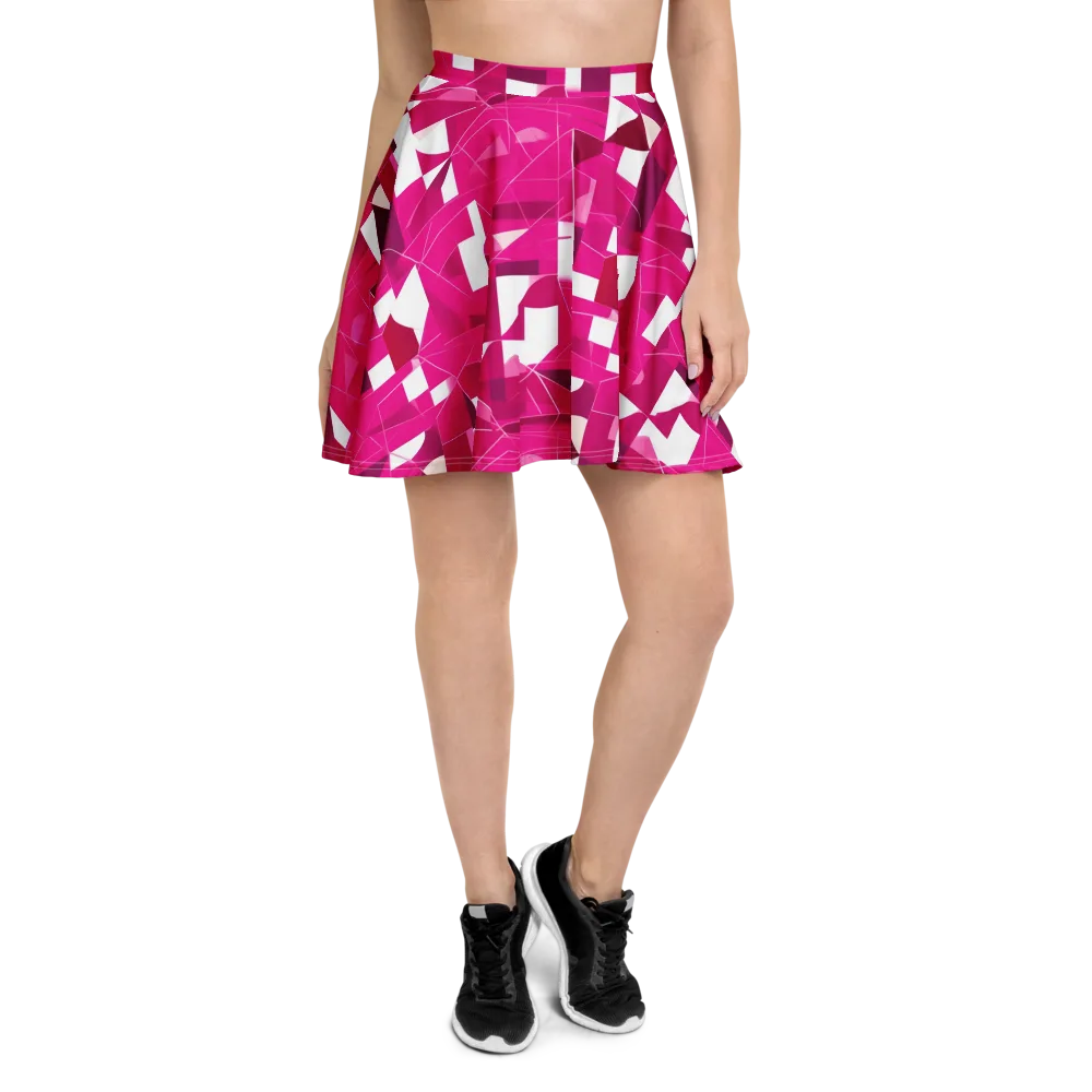 Fuchsia Blueprint on Skater Skirt — Front