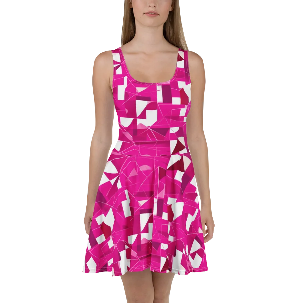 Fuchsia Blueprint on Skater Dress — Front