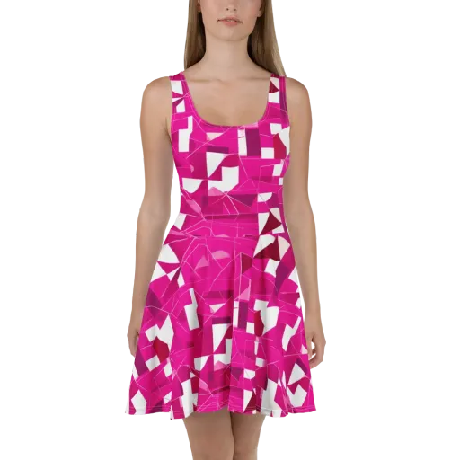 Fuchsia Blueprint on a Skater Dress