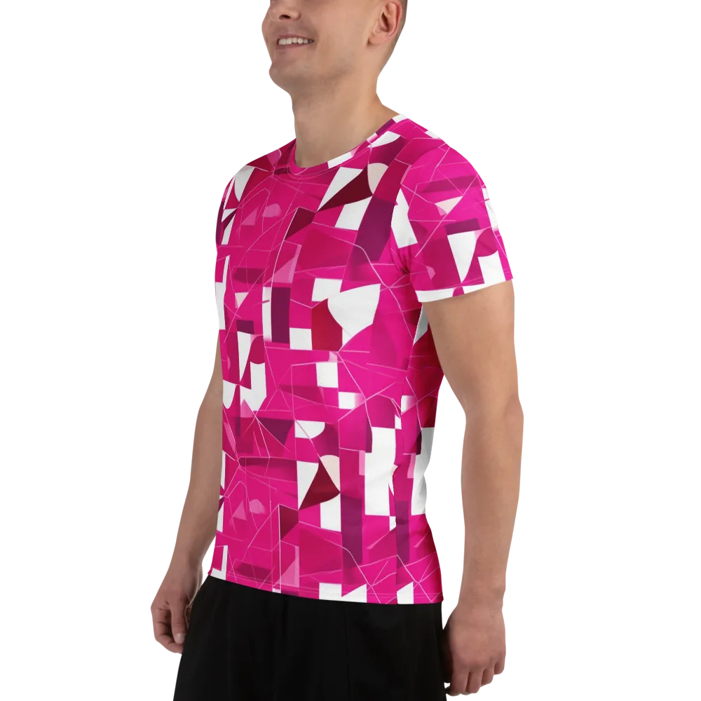 Fuchsia Blueprint on Men's Athletic T-Shirt — Left