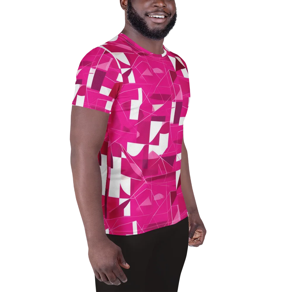 Fuchsia Blueprint on Men's Athletic T-Shirt — Right