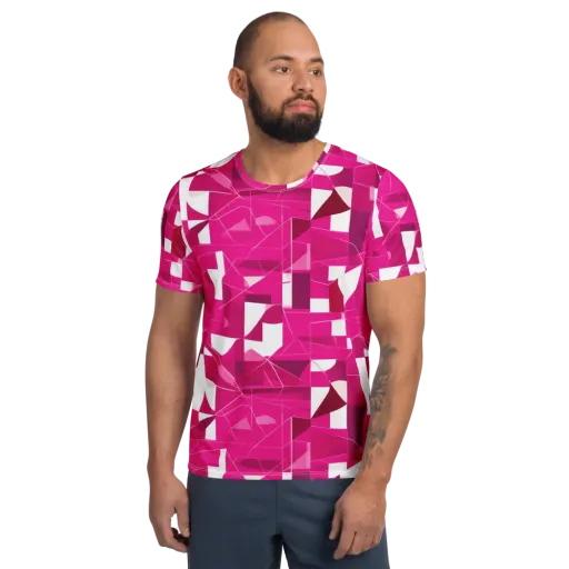 Fuchsia Blueprint on a Men's Athletic T-Shirt