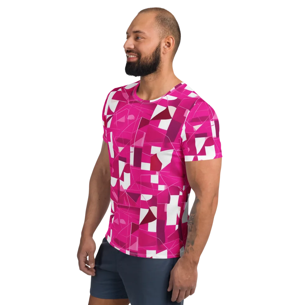 Fuchsia Blueprint on Men's Athletic T-Shirt — Left