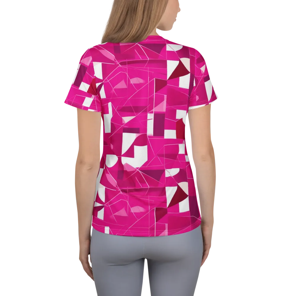 Fuchsia Blueprint on Women's Athletic T-Shirt — Back