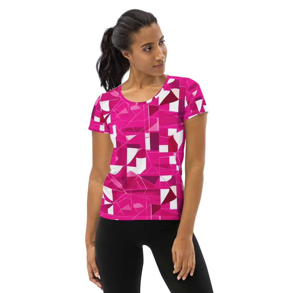 Fuchsia Blueprint on Women's Athletic T-Shirt — Front