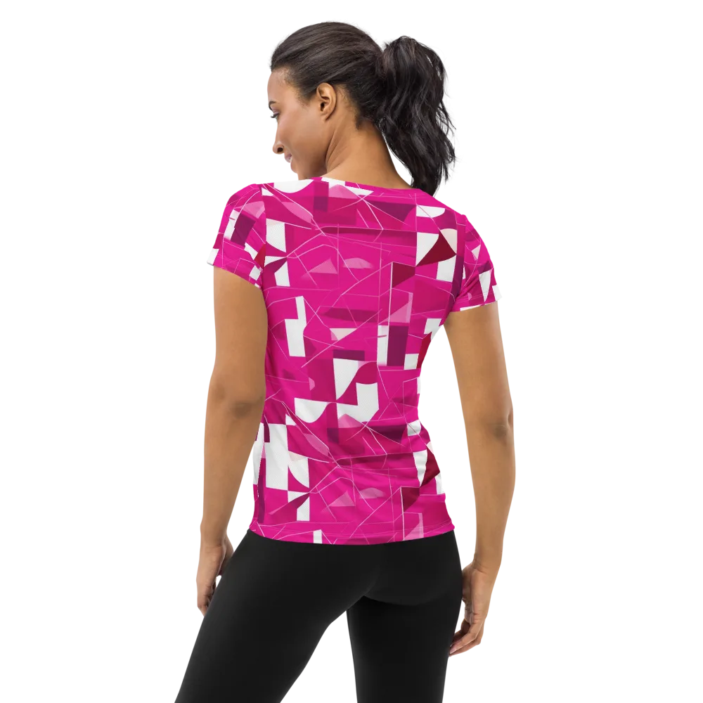 Fuchsia Blueprint on Women's Athletic T-Shirt — Back