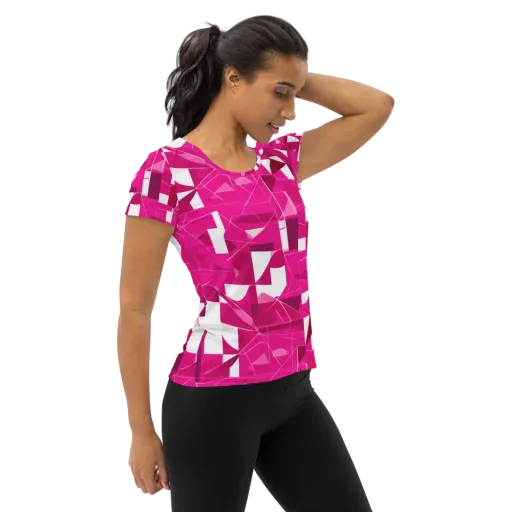 Fuchsia Blueprint on a Women's Athletic T-Shirt