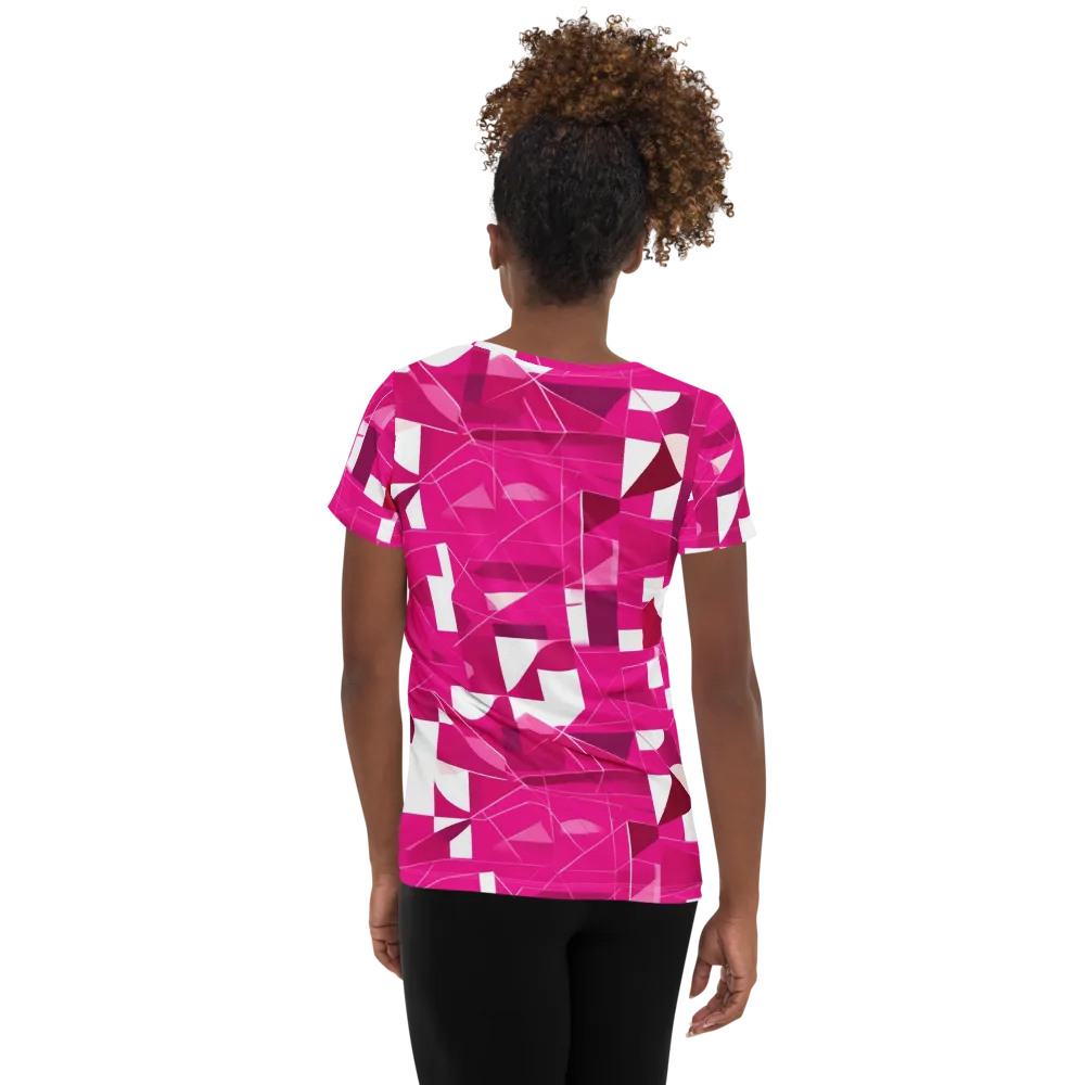 Fuchsia Blueprint on Women's Athletic T-Shirt — Back