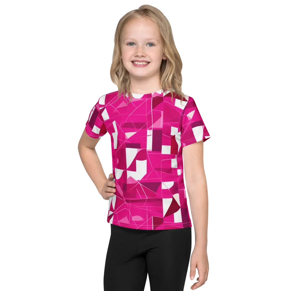 Fuchsia Blueprint on Kids Crew Neck T-Shirt — Front