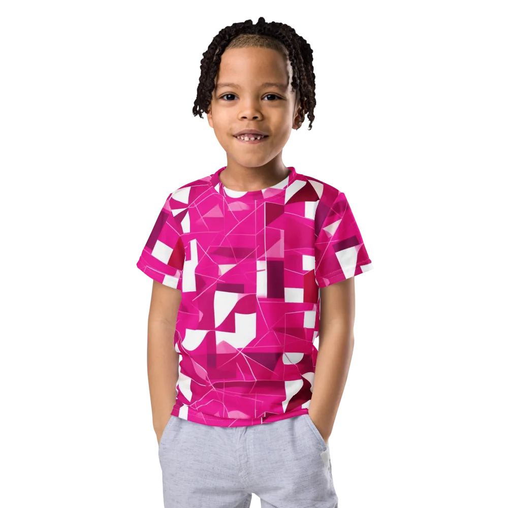 Fuchsia Blueprint on Kids Crew Neck T-Shirt — Front