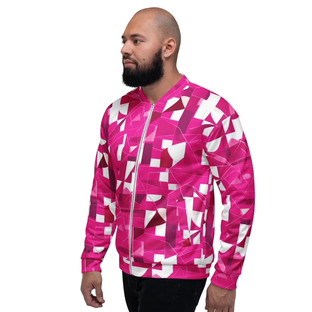 Fuchsia Blueprint on Bomber Jacket — Left