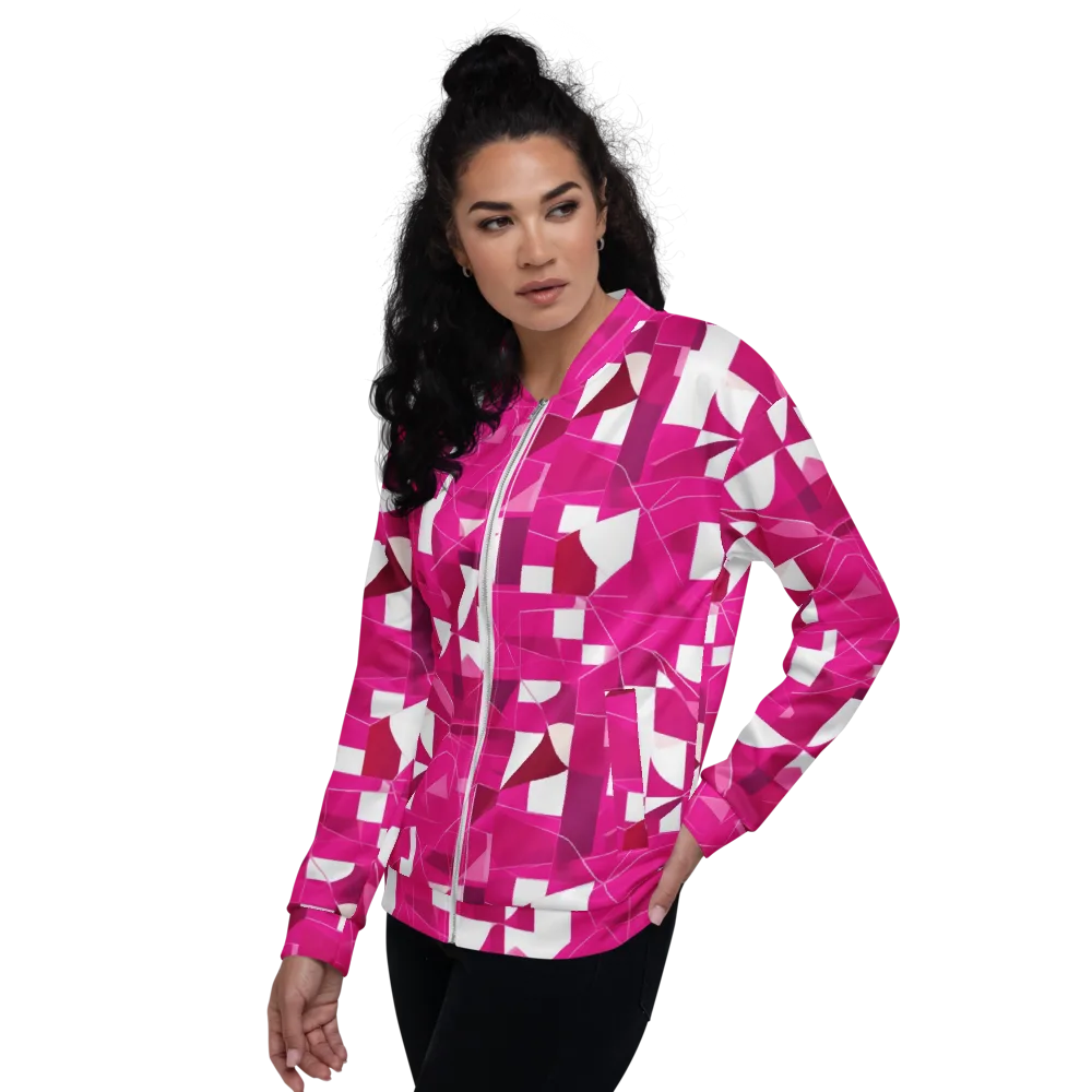 Fuchsia Blueprint on Bomber Jacket — Left