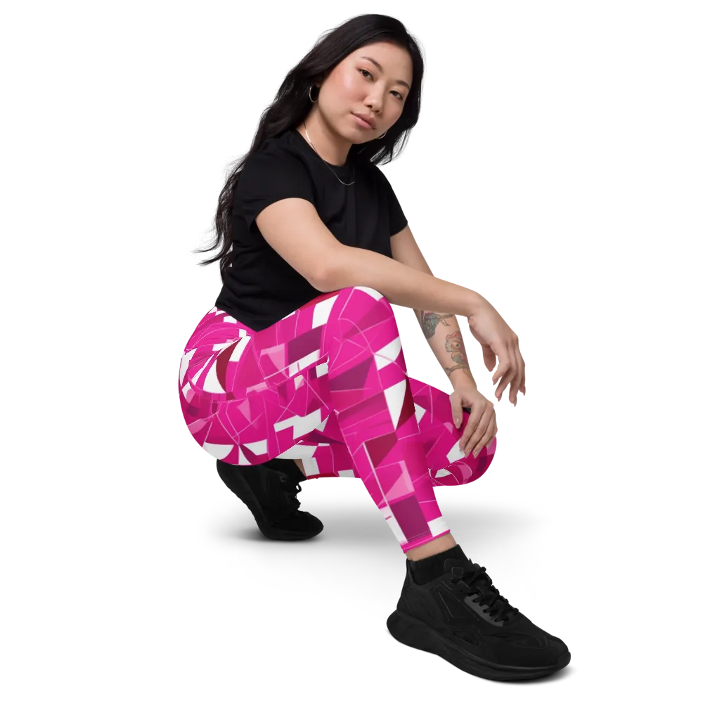 Fuchsia Blueprint on Leggings with Pockets — Right Front