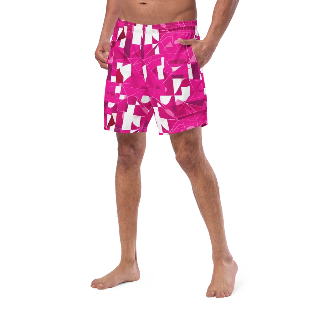 Fuchsia Blueprint on Swim Trunks — Left Front