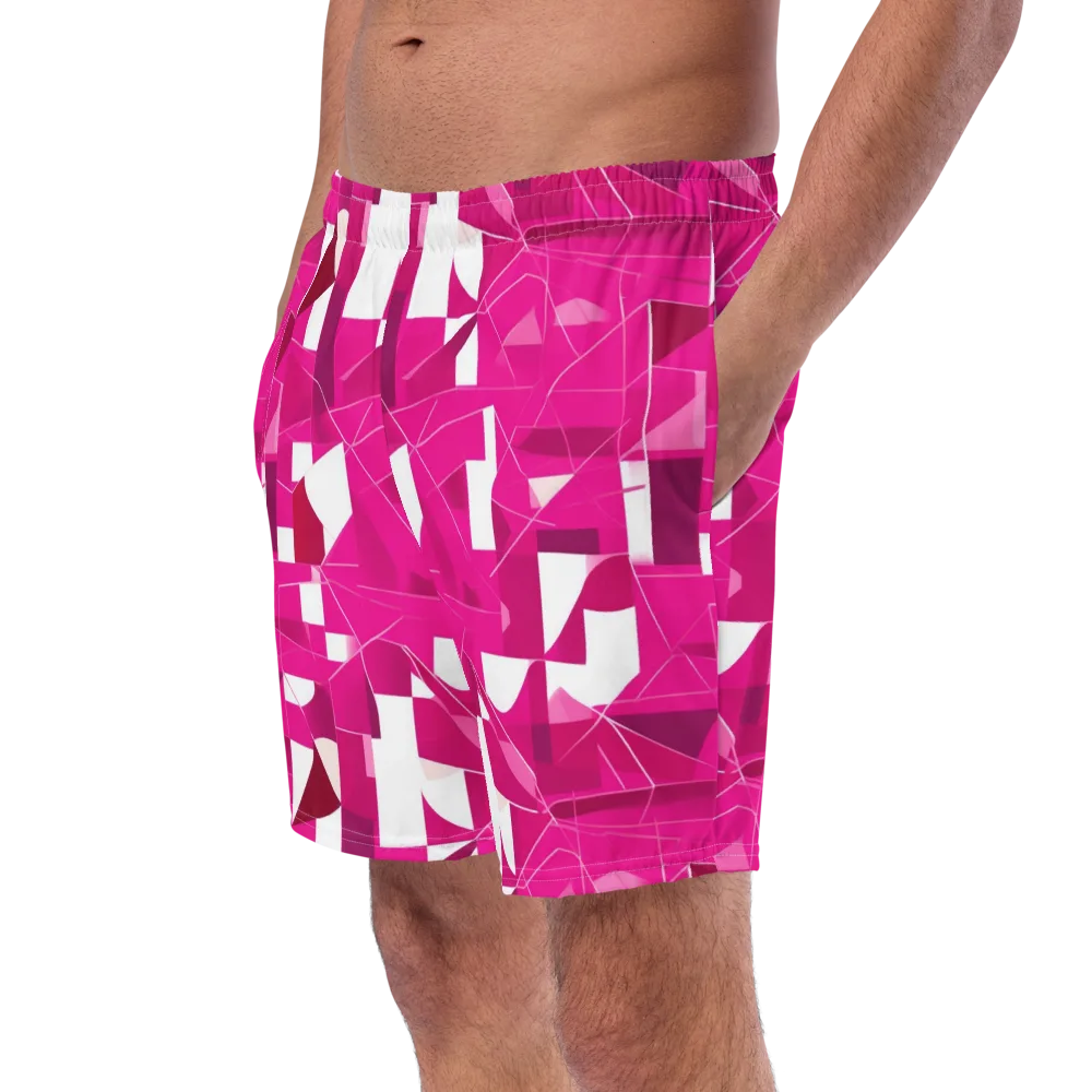 Fuchsia Blueprint on Swim Trunks — Left Front