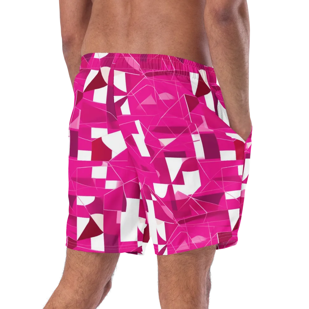 Fuchsia Blueprint on Swim Trunks — Right Back