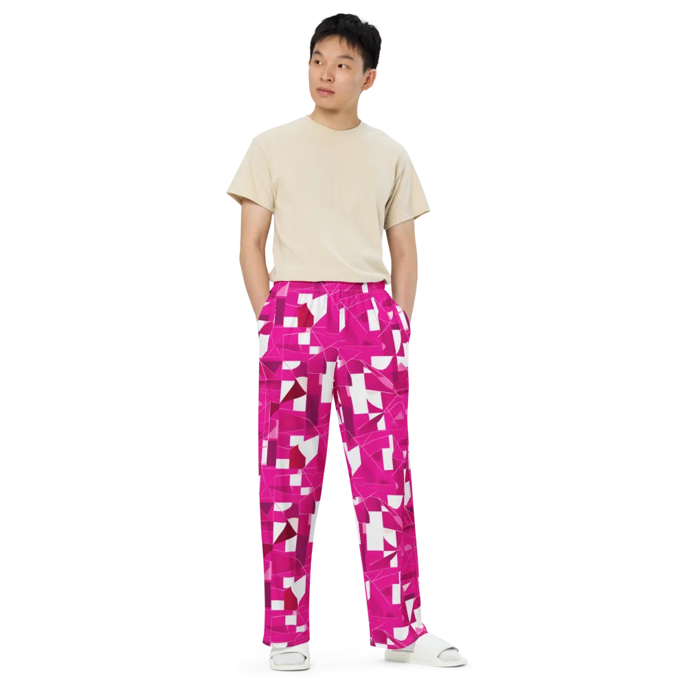 Fuchsia Blueprint on Wide-Leg Pants — Front