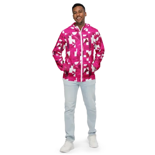 Fuchsia Blueprint on a Men's Windbreaker