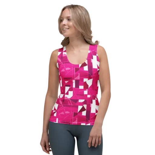 Fuchsia Blueprint on a Women's Tank Top