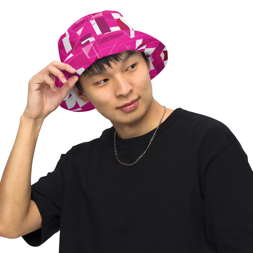 Fuchsia Blueprint on Reversible Bucket Hat — Front Inside