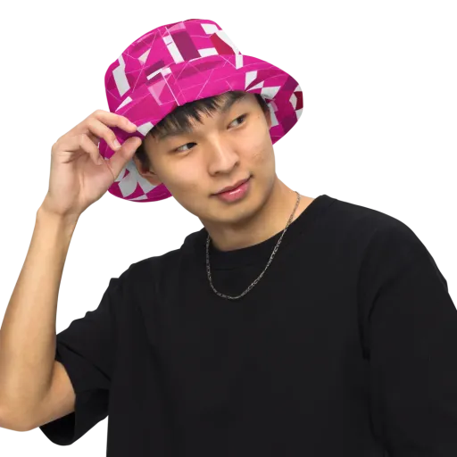 Fuchsia Blueprint on a Reversible Bucket Hat