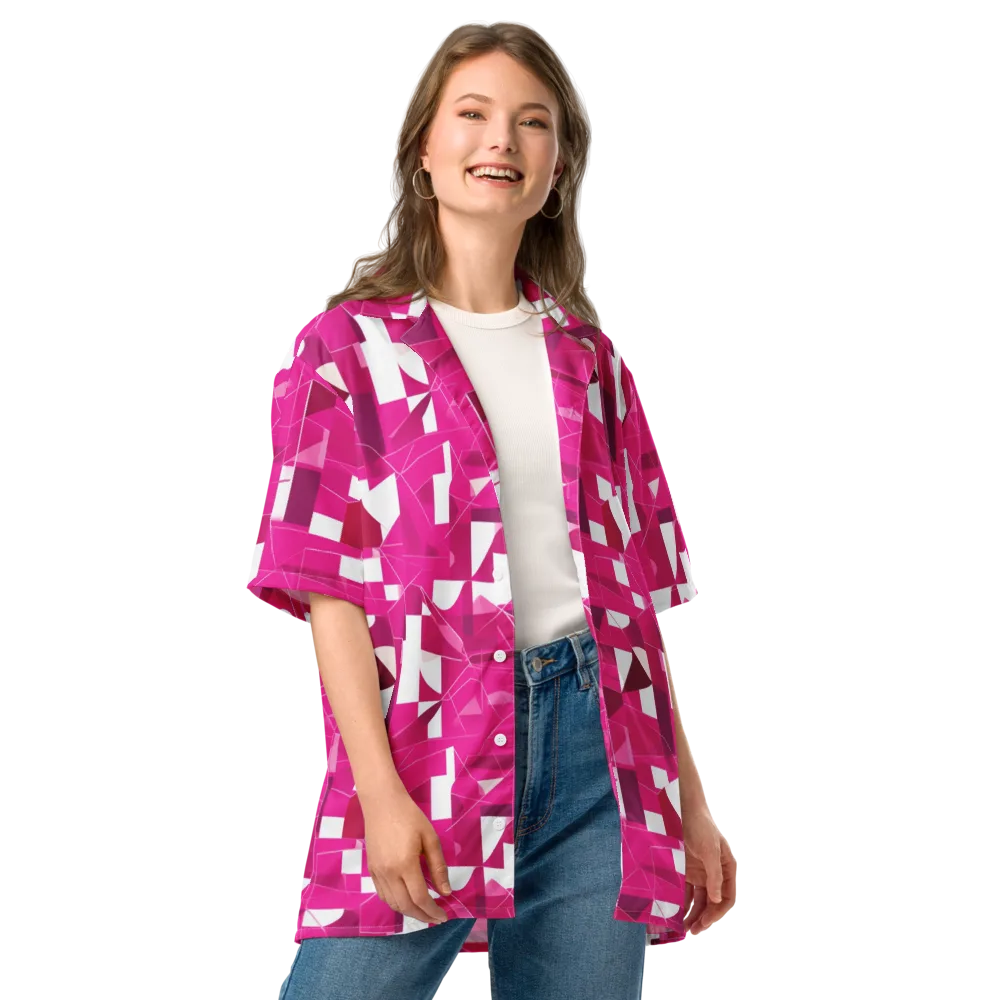 Fuchsia Blueprint on Button Shirt — Front