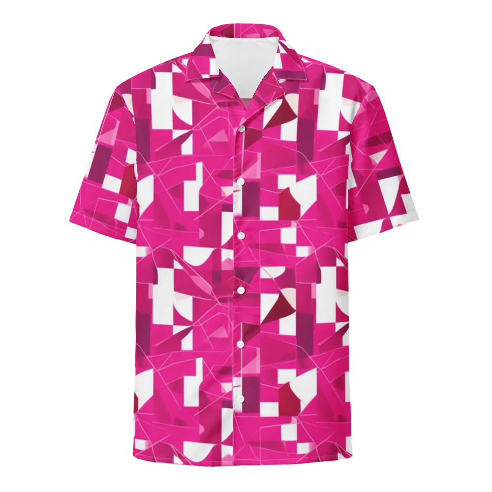 Fuchsia Blueprint on Button Shirt — Front
