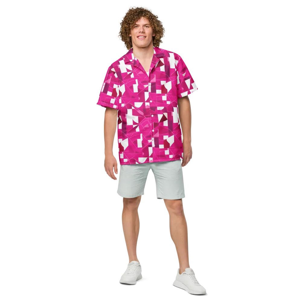 Fuchsia Blueprint on Button Shirt — Front