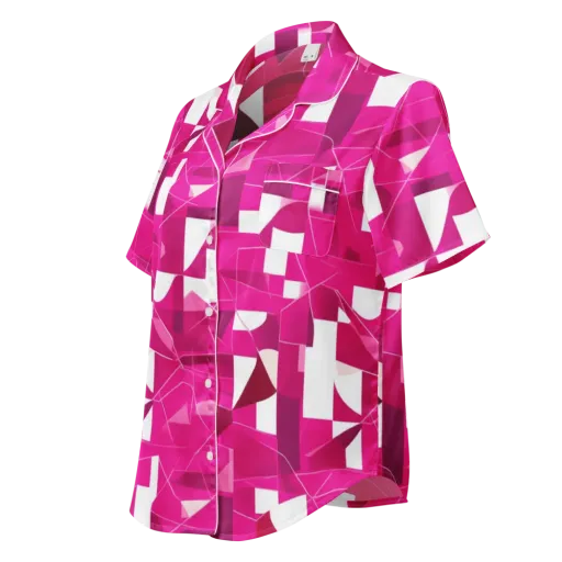 Fuchsia Blueprint on a Women's Short Sleeve Pajama Top