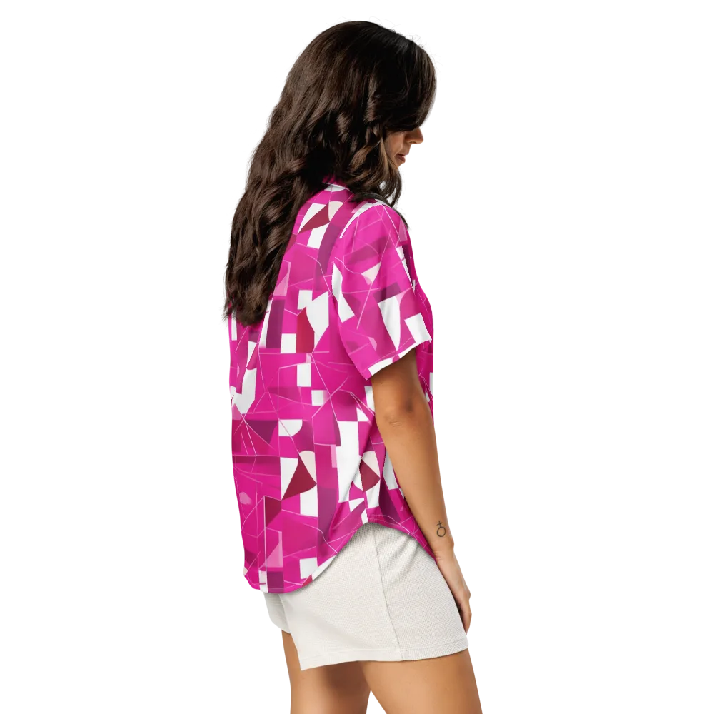 Fuchsia Blueprint on Women's Short Sleeve Pajama Top — Right Back