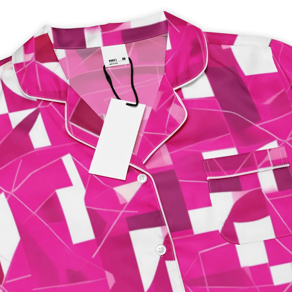 Fuchsia Blueprint on Women's Short Sleeve Pajama Top — Product details