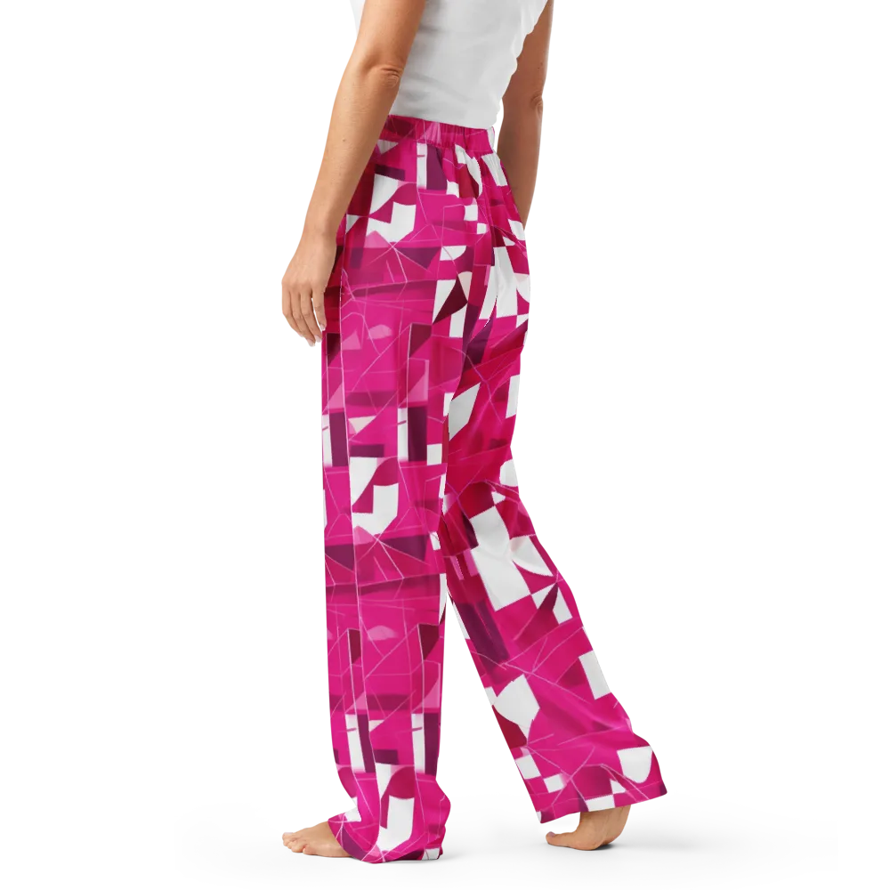 Fuchsia Blueprint on Women's Pajama Pants — Left