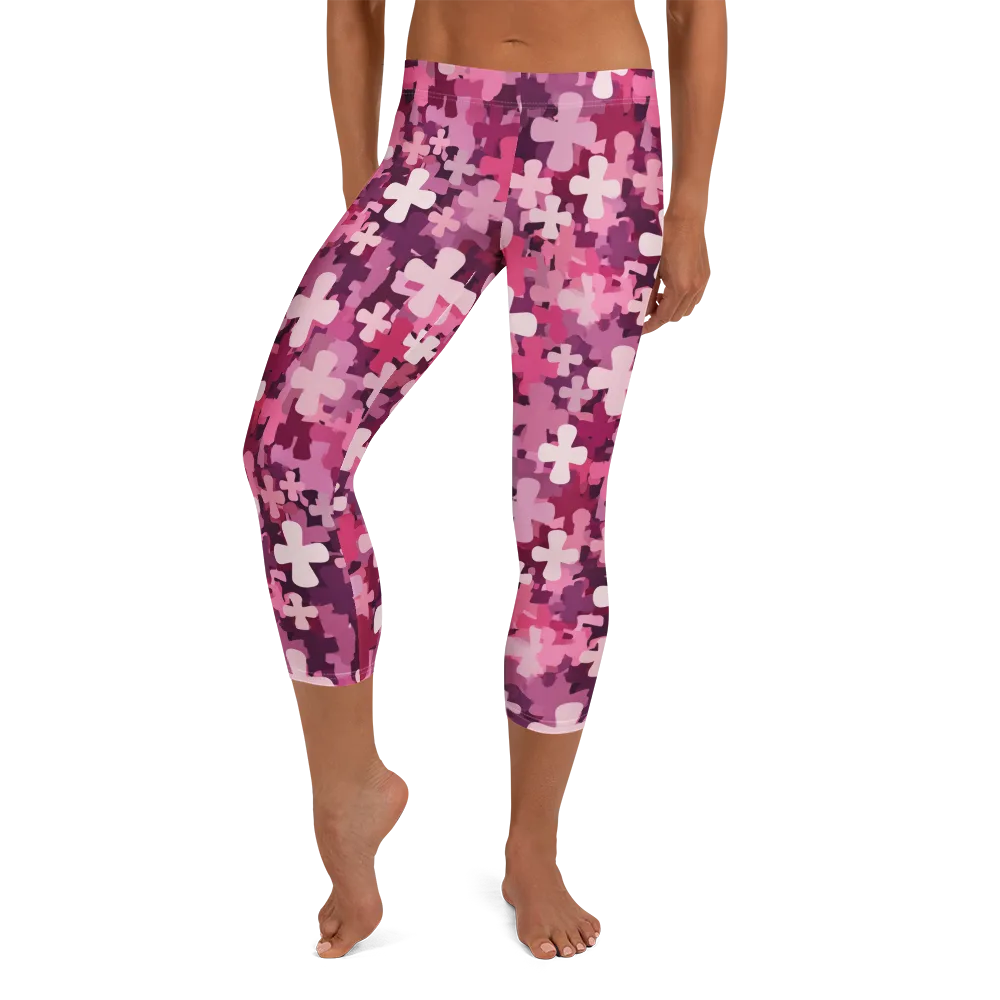 Petal Crossfire on Capri Leggings — Front