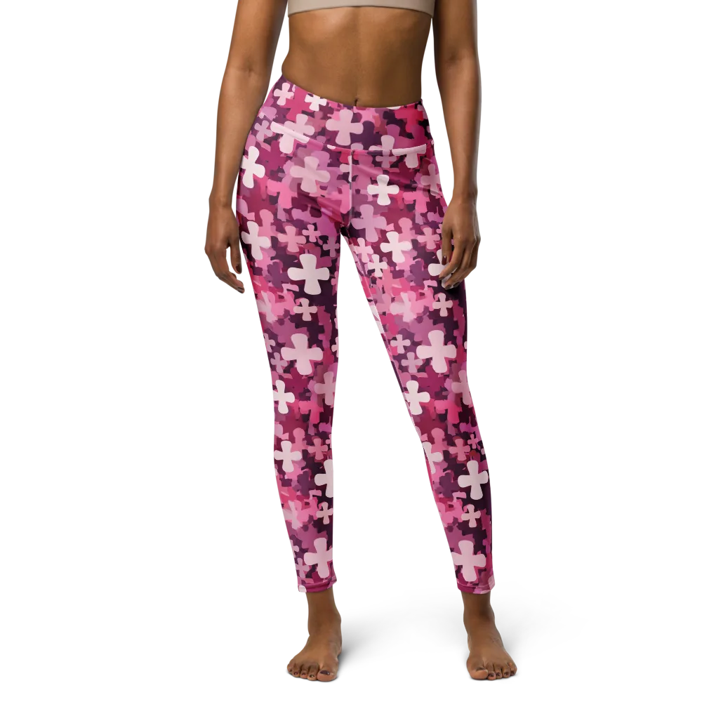 Petal Crossfire on Yoga Leggings — Front