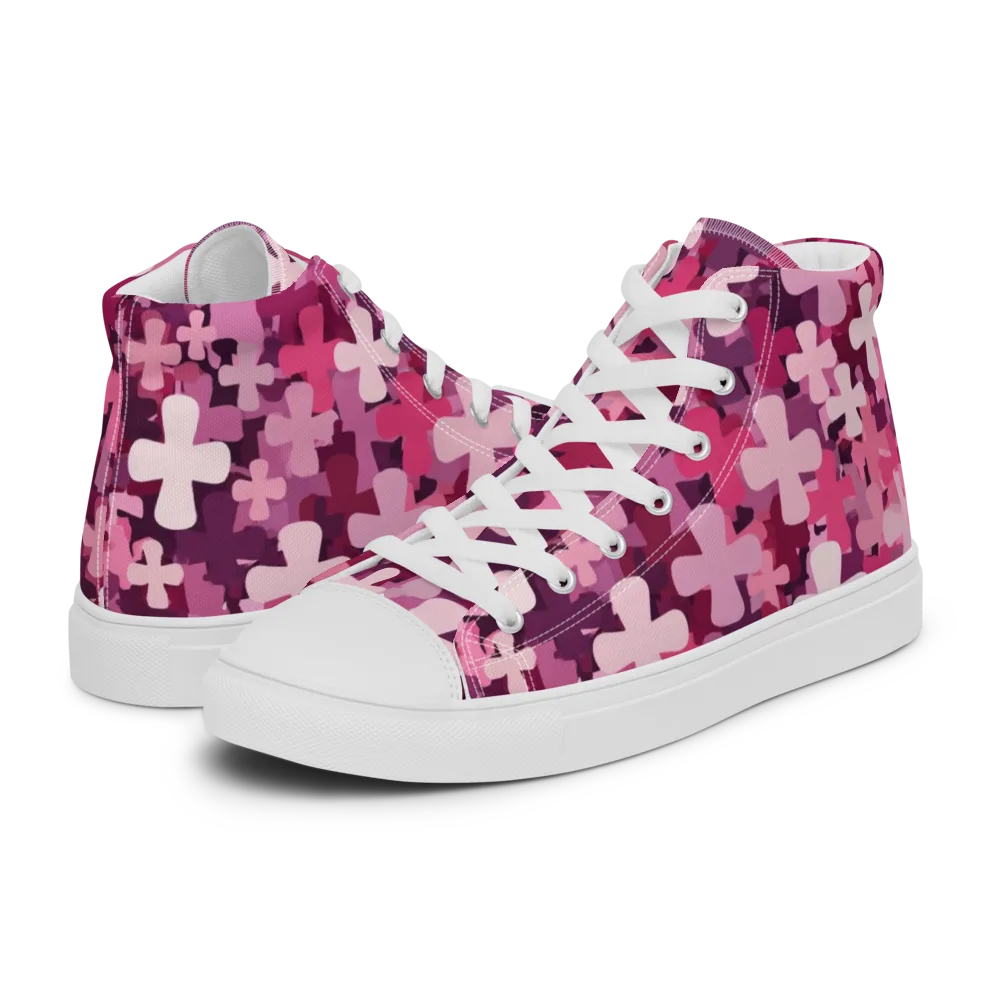 Petal Crossfire on Men's High Top Canvas Shoes — Left