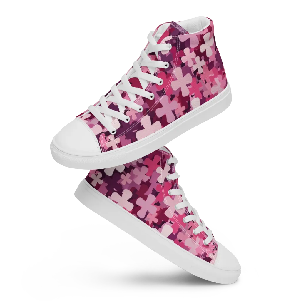 Petal Crossfire on Women's High Top Canvas Shoes — Front