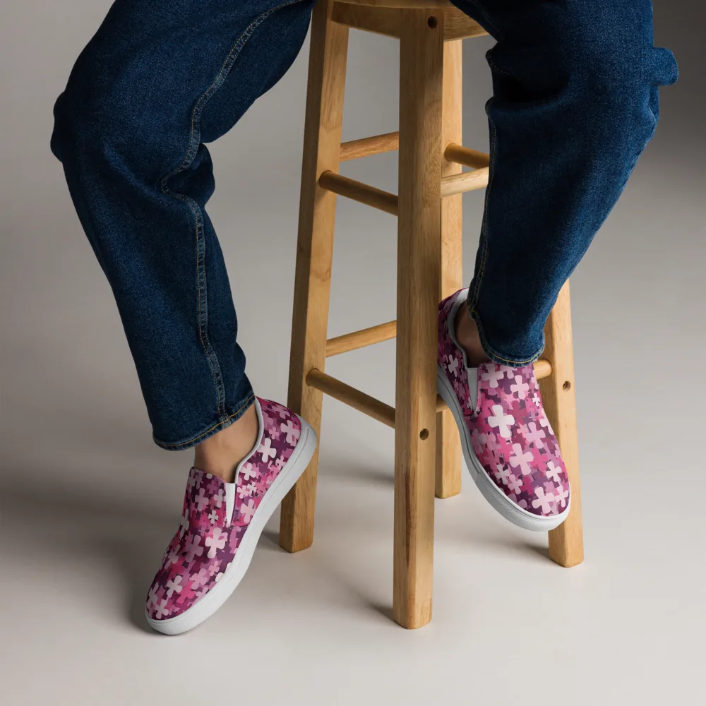 Petal Crossfire on Men's Slip-On Canvas Shoes — Front