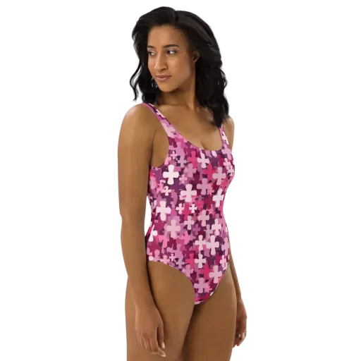 Petal Crossfire on a One-Piece Swimsuit