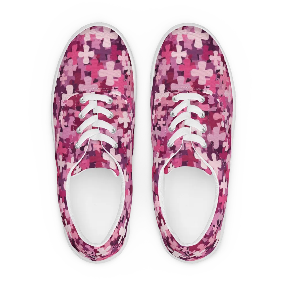 Petal Crossfire on Men's Lace-Up Canvas Shoes — Front