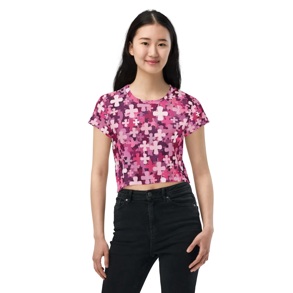 Petal Crossfire on Crop Tee — Front