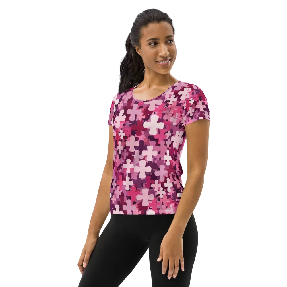 Petal Crossfire on Women's Athletic T-Shirt — Left