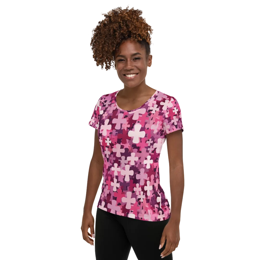 Petal Crossfire on Women's Athletic T-Shirt — Left