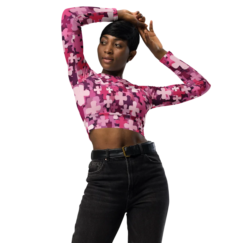 Petal Crossfire on Long Sleeve Crop Top — Front
