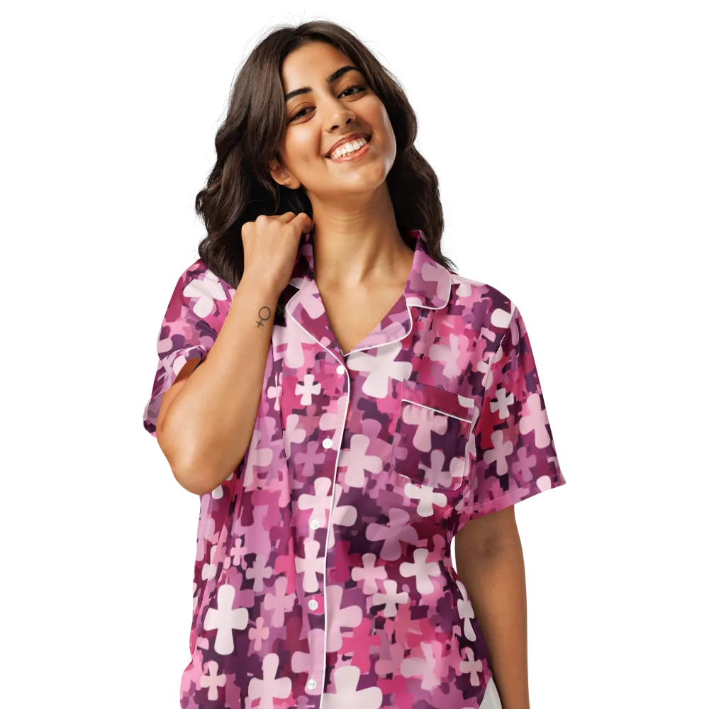 Petal Crossfire on Women's Short Sleeve Pajama Top — Front