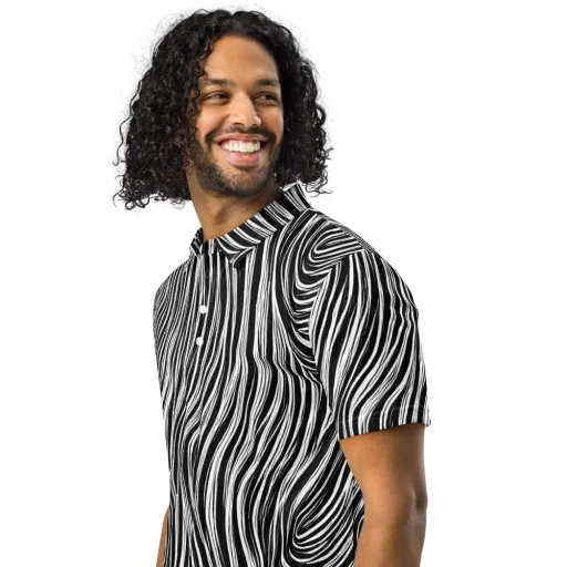 Weston Waves on a Men's Slim Fit Polo Shirt