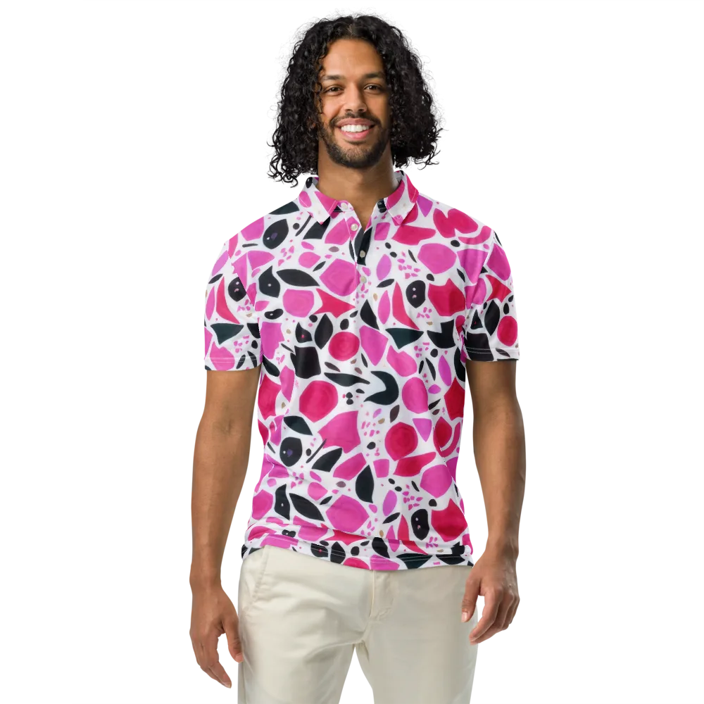 Fuchsia Confetti on Men's Slim Fit Polo Shirt — Front